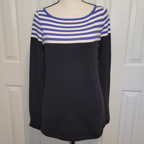 Lilly Pulitzer Striped Maria Boatneck Black & Blue Sweater Size M - Picture 1 of 5